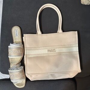 Steve Madden Cream Tote Bag Elegant Structured Design